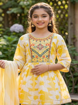 Yellow cotton sharara suit with festive embellishments