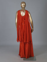 Orange satin silk palazzo suit with heavy embellishments
