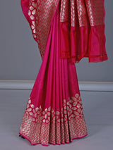 Magenta banarasi silk saree with classic zari detailing