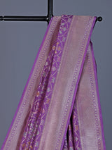 Lavender purple banarasi silk saree with elegant zari accents