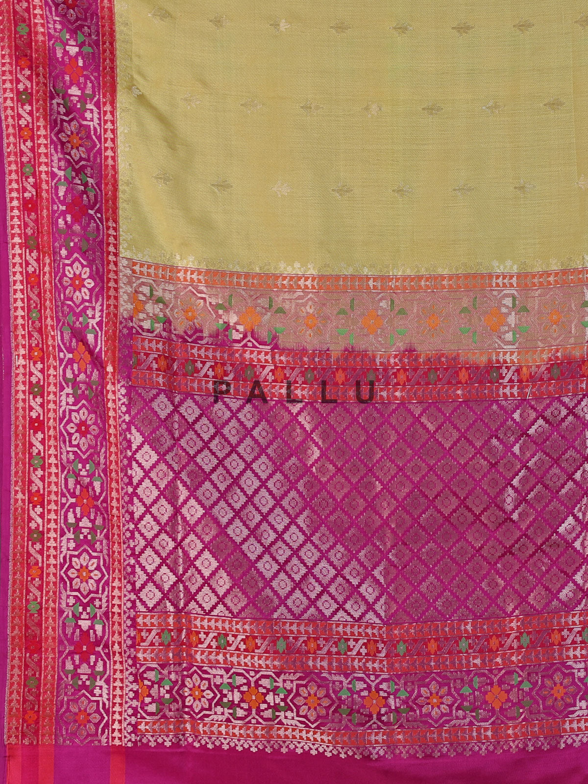 Yellow banarasi silk saree with floral zari contrast border
