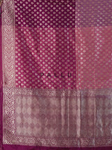 Purple pink shaded banarasi silk saree with zari butti