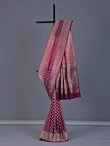 Purple pink shaded banarasi silk saree with zari butti