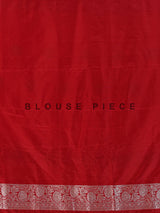 Red banarasi silk saree with floral zari work elegance