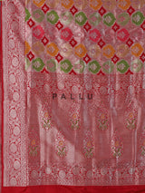 Red banarasi silk saree with floral zari work elegance