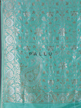 Mint green banarasi silk saree with classic zari detailing