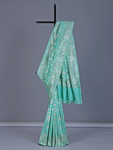 Mint green banarasi silk saree with classic zari detailing
