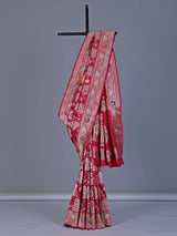 Maroon banarasi silk saree with floral zari work richness