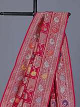 Maroon banarasi silk saree with floral zari work richness