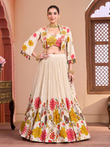 Off white silk lehenga choli with jacket style
