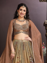 Mehendi green chiffon lehenga choli with mirror detailing