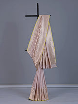 Elegant pink pure banarasi silk saree with refined festive zari accents