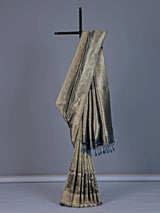 Grey tissue silk saree with refined butti and detailed pallu