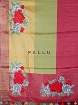 Vibrant multicolor dola silk saree with floral and zari highlights