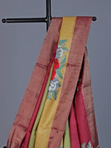 Vibrant multicolor dola silk saree with floral and zari highlights