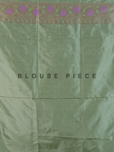 Pista green pure banarasi silk saree with delicate floral butti elegance