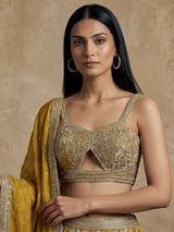 Mehendi yellow georgette silk heavy embroidered lehenga choli
