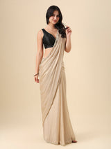 Black taffeta silk zari woven blouse with sleeveless design