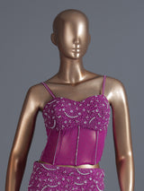Purple georgette palazzo suit with ruffle dupatta