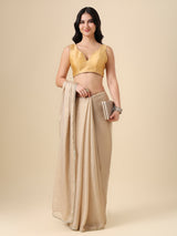 Gold taffeta silk zari woven blouse with elegant sleeveless style