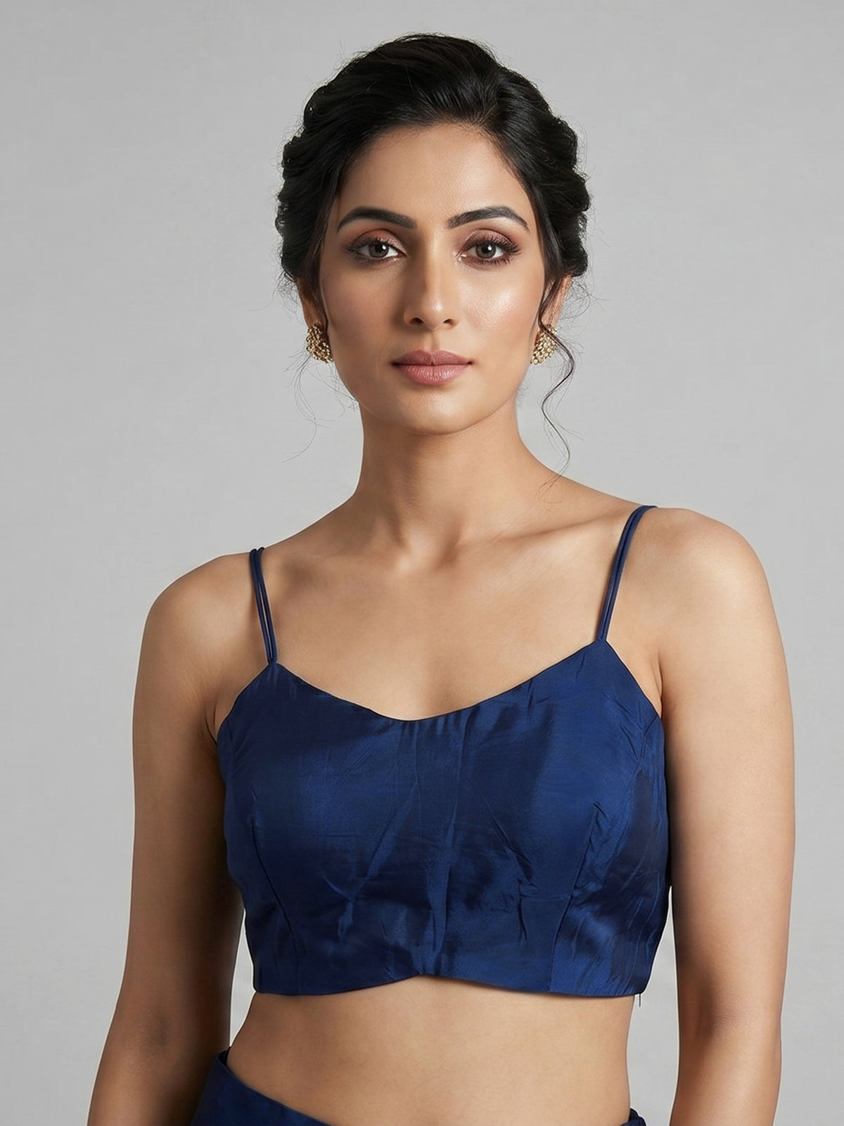 Blue crepe silk indowestern suit with zardosi work