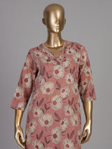 Dusty rose floral cotton kurti set ensemble