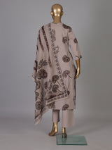Taupe botanical printed cotton kurti set ensemble