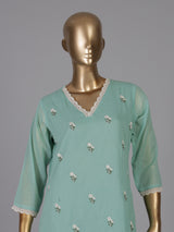 Pastel mint linen cotton kurti set edit