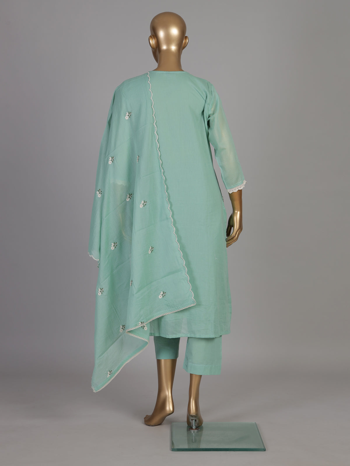 Pastel mint linen cotton kurti set edit