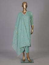 Pastel mint linen cotton kurti set edit