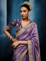 Light purple tissue silk saree for elegant wedding wear