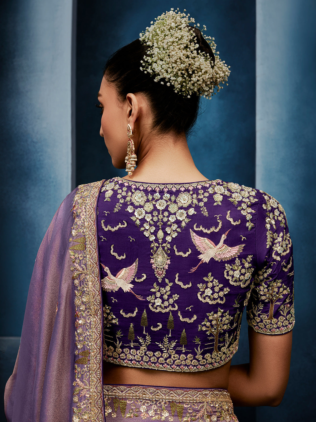 Light purple tissue silk saree for elegant wedding wear