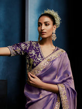 Light purple tissue silk saree for elegant wedding wear