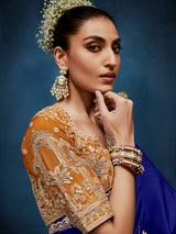 Royal blue tissue silk saree for wedding wear