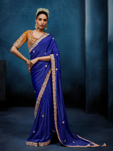 Royal blue tissue silk saree for wedding wear