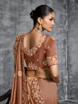Pastel brown wedding wear viscose tissue saree