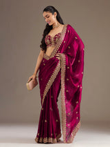 Maroon festive wear tissue saree