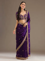 Purple tissue saree for party celebration