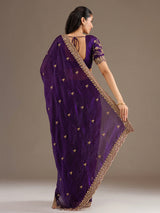 Purple tissue saree for party celebration