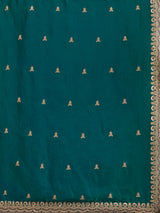 Rama green tissue saree for party celebration