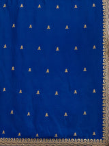 Royal blue tissue saree with thread and sequins work