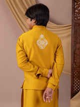 Radiate charm in yellow silk waistcoat set