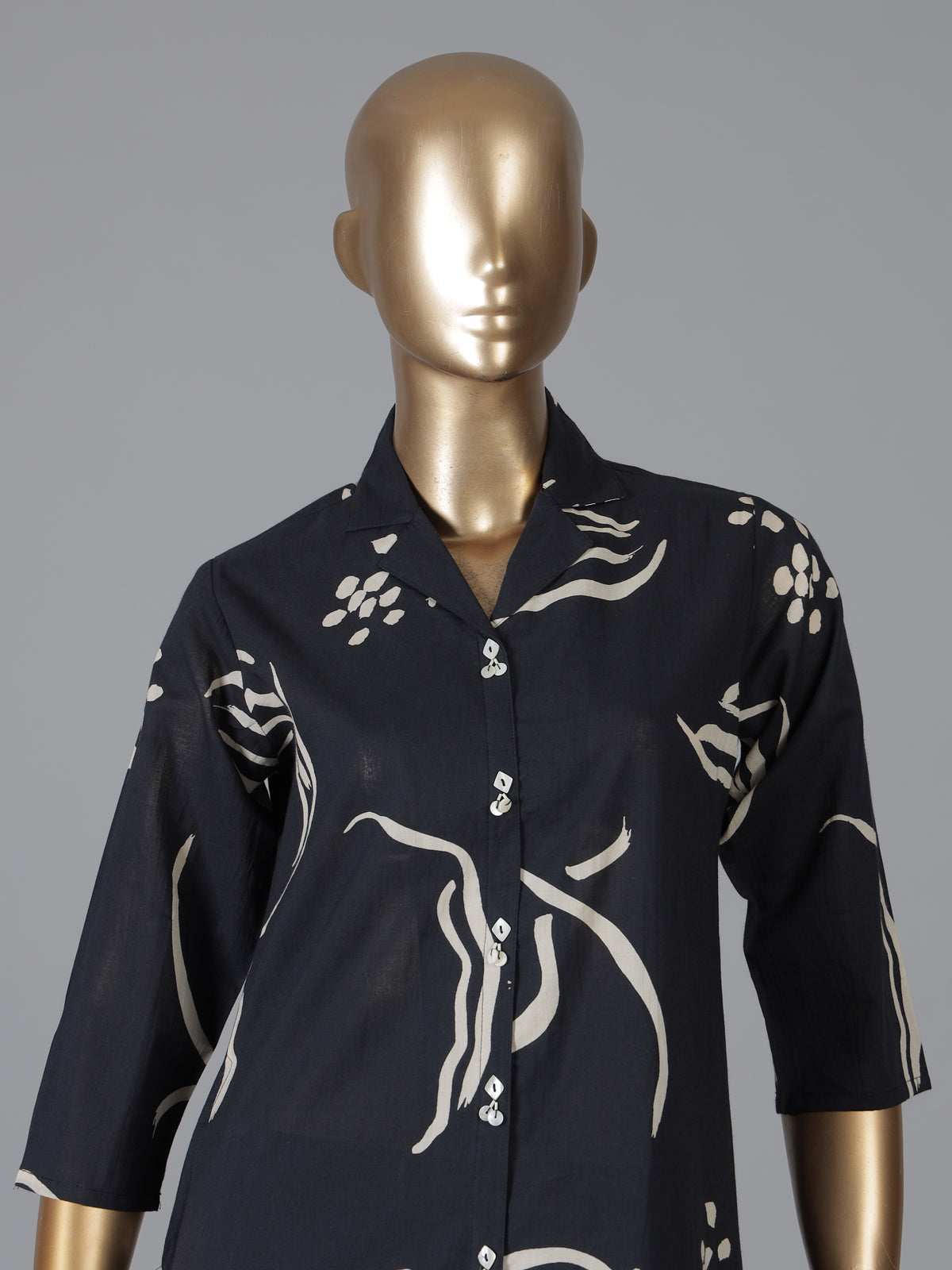 Black cotton silk printed palazzo kurti dupatta set