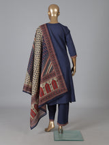 Navy cotton straight cut kurti dupatta set