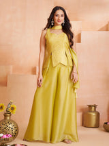 Yellow silk palazzo suit with festive tassel charm