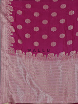Bright wine dola silk saree with elephant motif elegance