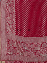 Maroon dola silk saree with elephant motif zari design