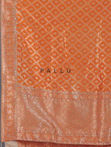 Light orange dola silk saree with zari jal detailing