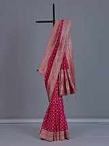 Maroon dola silk saree with rich zari butti design