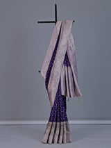 Purple dola silk saree with stone zari butti elegance